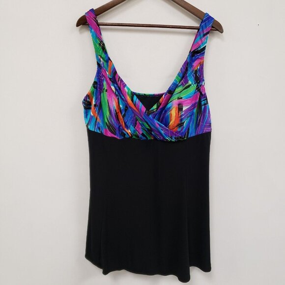 Great Lengths Womens One Piece Swimsuit Size 20 Black 90S Style Beachy Vacation - Picture 1 of 11